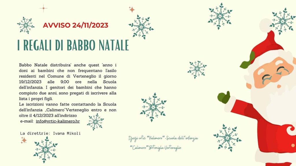 AVVISO REGALI DI BABBO NATALE!